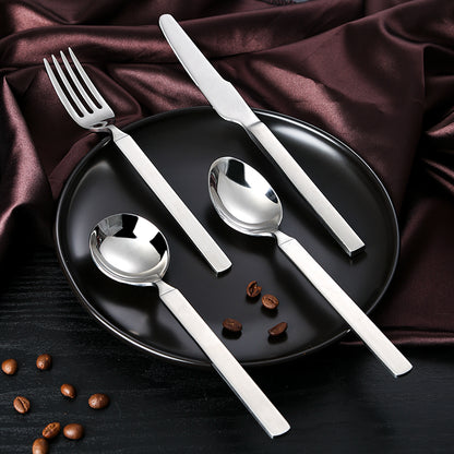 high quality 304 stainless steel European square handle thickened western tableware steak knife and fork set sweet