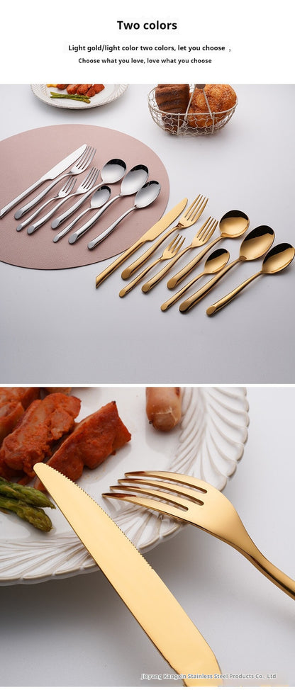 German high-end 304 stainless steel tableware set with inclined handles