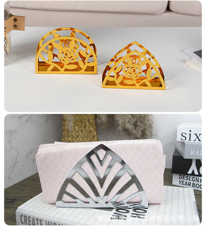 High-end restaurant hollow iron art commercial vertical hotel square tissue box paper holder