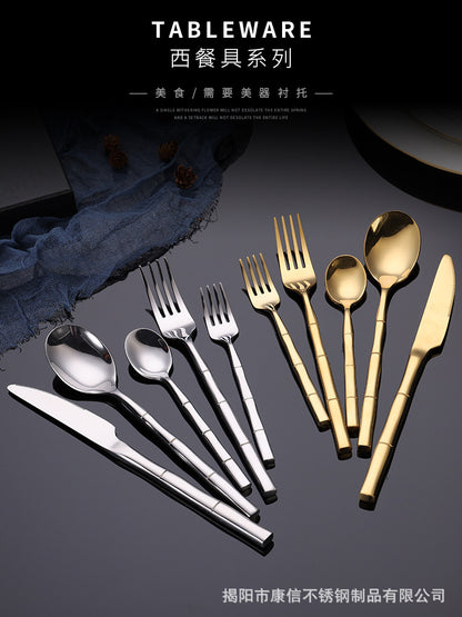 16/20 Piece Bamboo Shape Cutlery Set Stainless Steel Creative Fork Spoon Dinner Knife Flatware Silverware Table Utensils