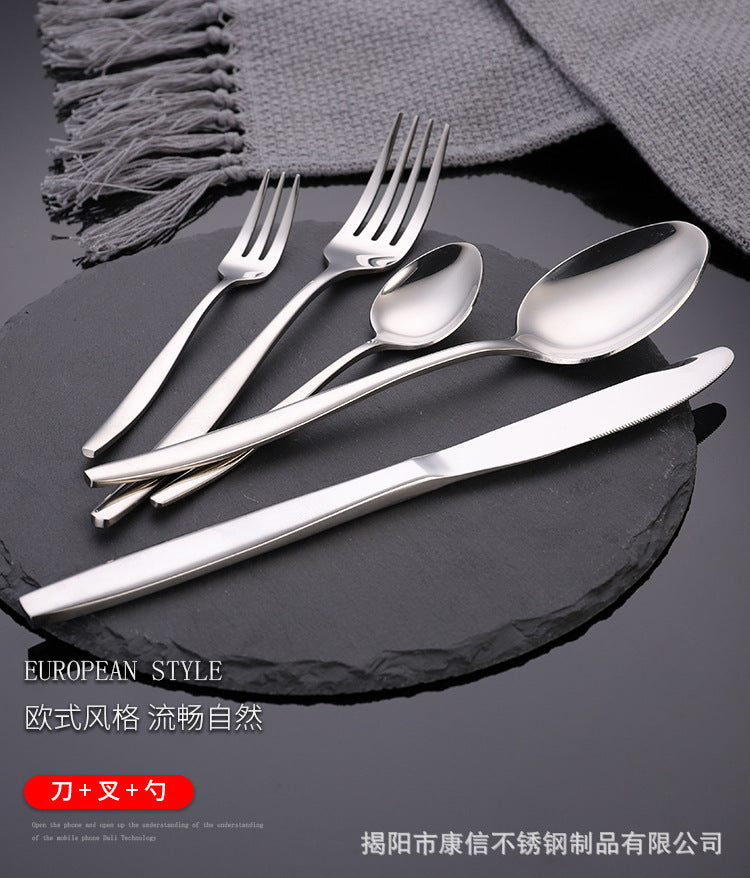 Middle East Wedding Silverware Metal Knife Spoon And Fork Silver Flatware Stainless Steel Restaurant Cutlery Set