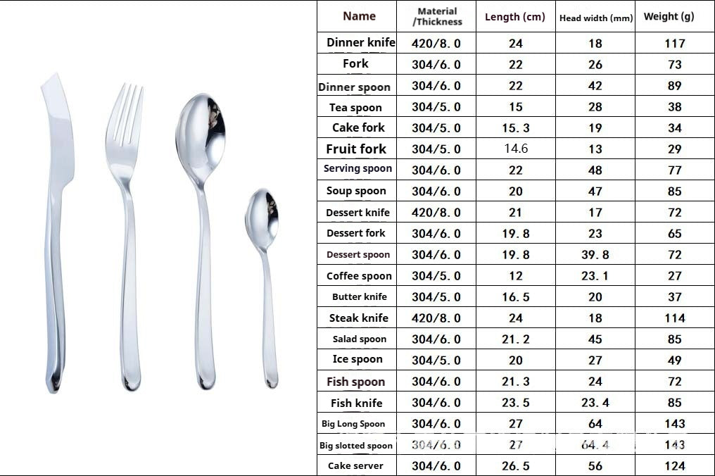 Hot Selling 304 Luxury Stainless Steel Cutlery Knife Fork Spoon Dessert Spoon Silverware Flatware Set