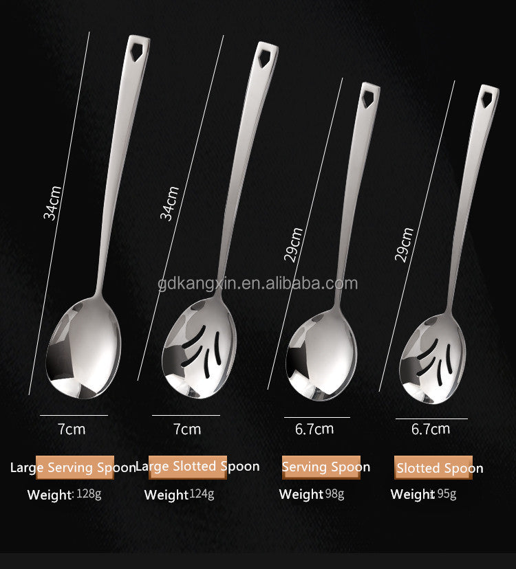 Stainless Steel Serving Spoon and Slotted Spoon for Restaurant & Hotel