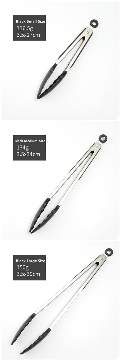 Stainless Steel Handle Silicon Steak Clip Food Tongs