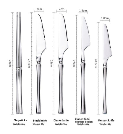 2024 New Products 304 SUS Wedding Spoons Fork Knife Mirror Luxury Flatware Set Silverware