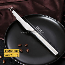 high quality 304 stainless steel European square handle thickened western tableware steak knife and fork set sweet