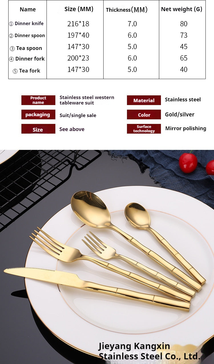 16/20 Piece Bamboo Shape Cutlery Set Stainless Steel Creative Fork Spoon Dinner Knife Flatware Silverware Table Utensils