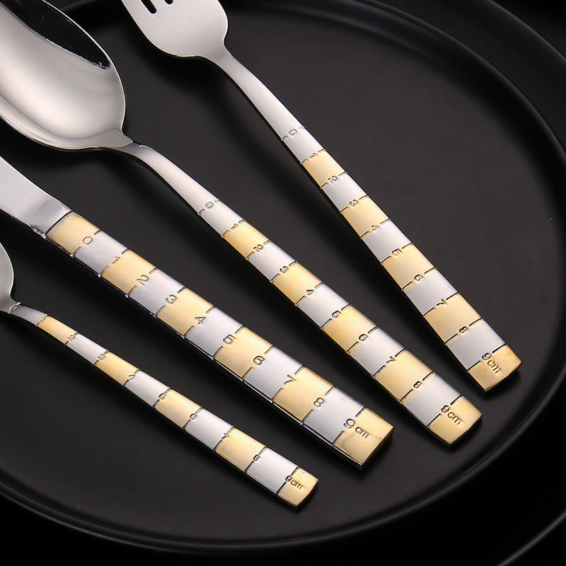 stainless steel gold plating handle tableware set cutlery set kitchen accessories