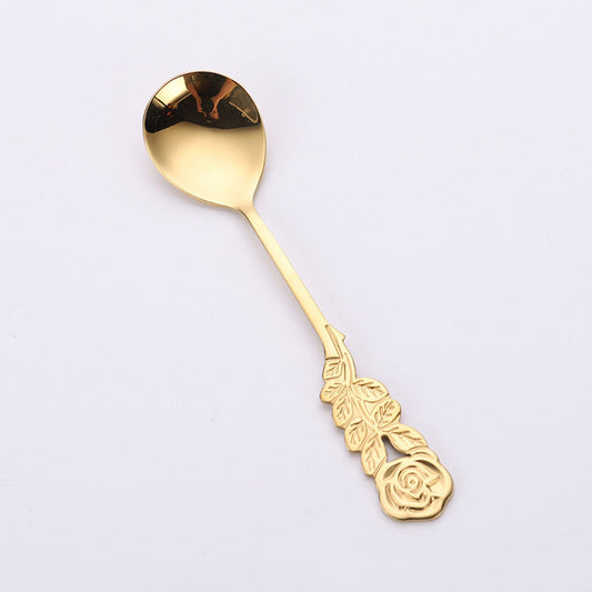 Elegant party wedding gold cutlery set hotel spoon fork set stainless steel tableware silverware coffee spoon Wholesale